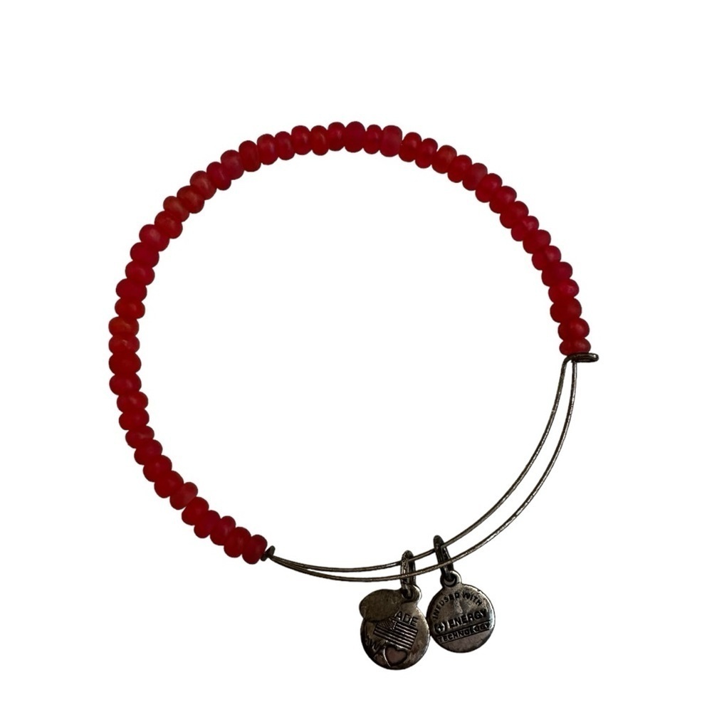 Alex and Ani Beaded Bangle Red & Silver